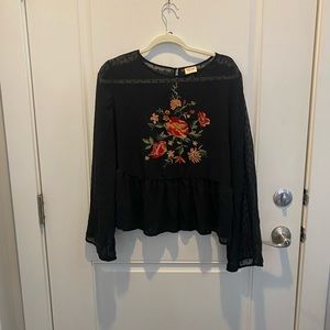 Mossimo sheer top floral polka dot see through